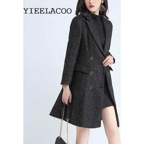 Tweed jacket Black Bright silk fabric spring / autumn / winter womens jacket lapel Business ladies one piece jacket coat
