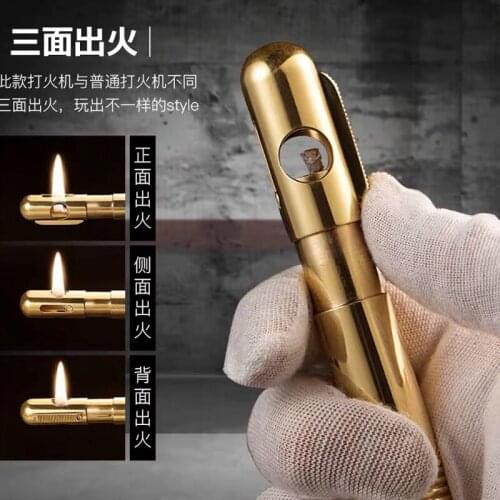 Heavy trench pure copper kerosene lighter pure copper manual retro lighter