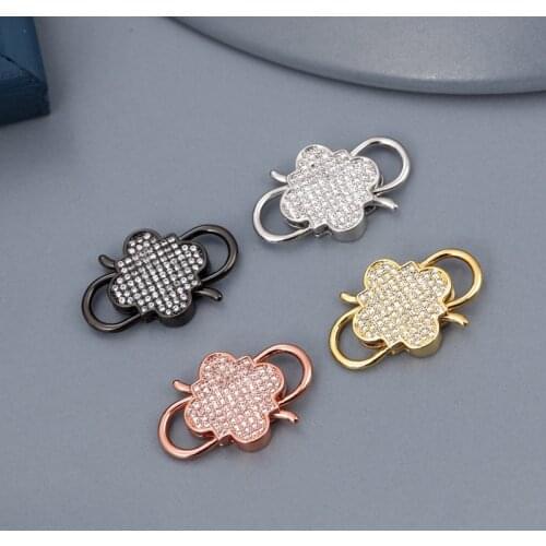 MINHIN Brass Paved Cubic Zirconia Switch Clasps Hooks for DIY Pearl Beads Necklace Bracelet Jewelry Making Findings Accessories