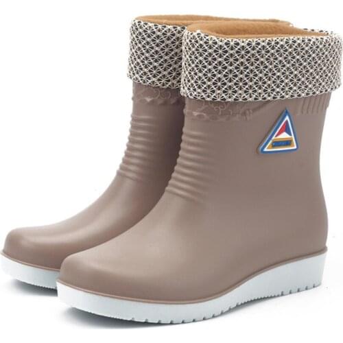 Flats Non-Slip Rain Boots Women Warm Mid-Tube Round Toe Snow Boots Outdoor Water Shoes Waterproof Rain Ankle Boots Zapatos Mujer