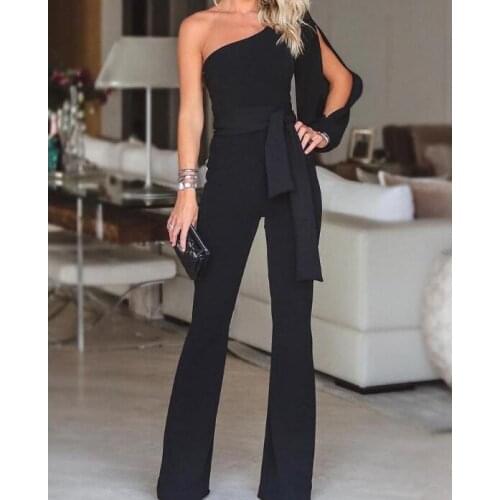 Jumpsuit for women 2018 fashion Womens rompers Party Clubwear Playsuit Jumpsuit Wide Leg One Shoulder Long Trousers Pants