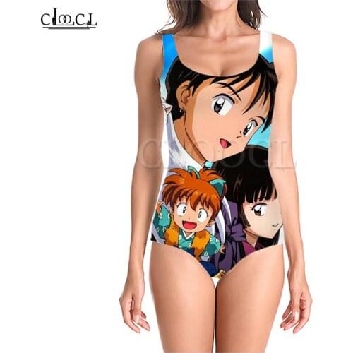 CLOOCL Japanese Anime Inuyasha 3D Print Slim Fashion Sexy Women Swimsuits Sleeveless Beach Body Suit One Piece Swimsuit