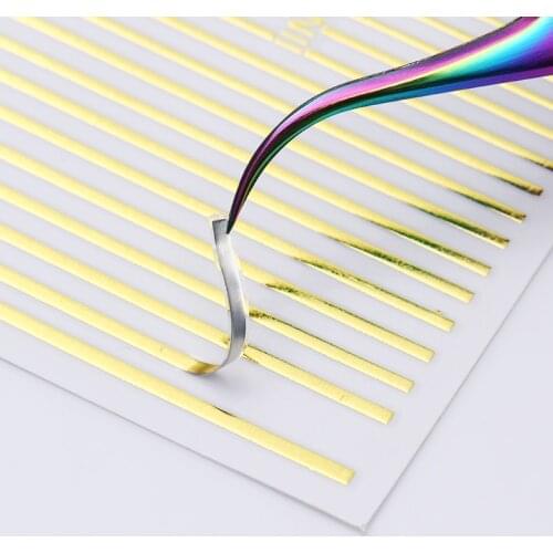 Gold Silver Stripe Metal 3D Nail Sticker Liner Strip Nail Art Adhesive Transfer Sticker Multi-size Nail Stickers