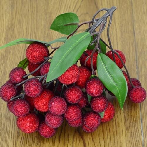 050 Imitation Yang Meizhi string fake bayberry sticks, fake fruit string, bayberry model, Photo Props, window decorations