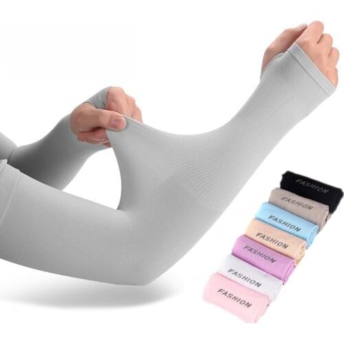 1 Pair Unisex Cooling Anti-UV Arm Sleeves For Women Elbow Cover Cycling Run Fishing Driving Ice Silk Sun Protection Arm Covers