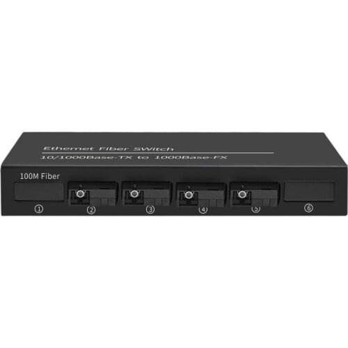 Ethernet Fiberia Switch 10/100 2 Network Ports 4 Fiber Ports Single Mode Single Fiber Converter Photoelectric Transceiver