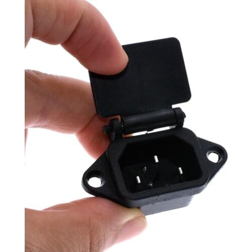 10pcs AC 250V 10A 3-Pin IEC320 C14 Inlet Plug Power Socket Black + Cover