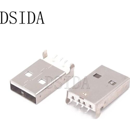 10Pcs/lot USB 2.0 Male A Type USB PCB Connector Plug 180 degree SMT SMD Male USB Connectors