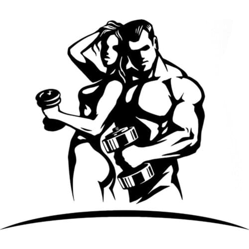 14.9CM*12.6CM Fashion Dumbbells Sports Fitness Silhouette Decoration Decal Vinyl Car Sticker S9-1093