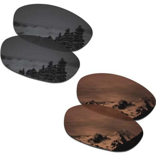 SmartVLT 2 Pairs Polarized Sunglasses Replacement Lenses for Oakley Fives 2.0 Stealth Black and Amber Brown