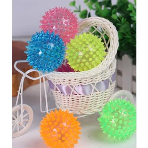 200 pcs Dog Puppy Cat Pet LED Squeaky Rubber Chewing Bell Ball Hedgehog Fun Toys
