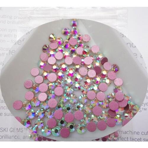 2020 Newest SS3 Crystal AB Nail Art Rhinestones Pink Rose Base Non Hot Fix FlatBack Strass Fabric Garment Nail Art Decorations