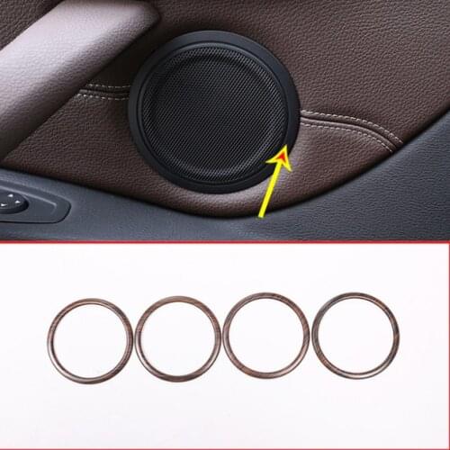 4pcs Pine Wood Grain Car Door Speaker Ring Trim For BMW X1f48 2016-2019 For BMW X2 F47 2018 2 Series F45 F46 2014-2019