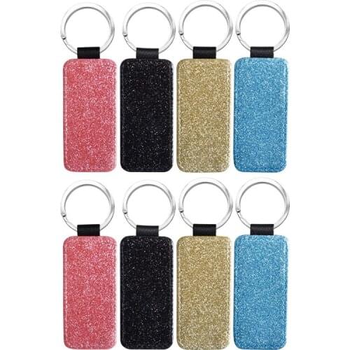 8 PCS Sublimation Blank Keychain Heat Transfer PU Leather Keychain Rectangle Shape Keychain for Present DIY Making