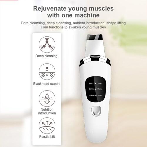 Ultrasonic Face Cleaning Skin Scrubber Machine Peeling Shovel Facial Pore Cleaner Blackhead Removal Skin Care Tool