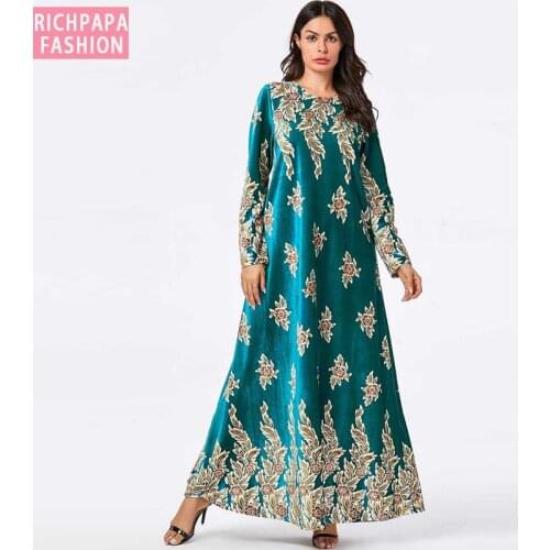Velvet Abaya Dubai Arabic Muslim Hijab Dress Kaftan Turkey Islam Robe Turkish Dresses Islamic Clothing Abayas For Women Dresses