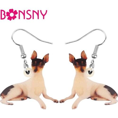 Bonsny Acrylic Fox Toy Dog Earrings Drop Dangle Animal Jewelry For Women Girls Lady Teens Kids Party Decoration Gift Accessories