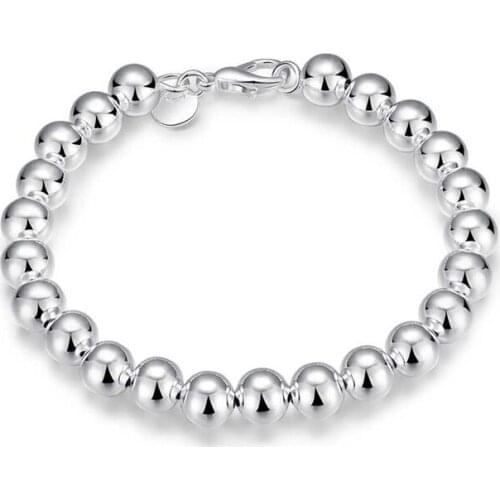 Hot Silver color 8MM beads bracelet fashion unisex jewelry pretty street style Top quality Factory Outlet H126