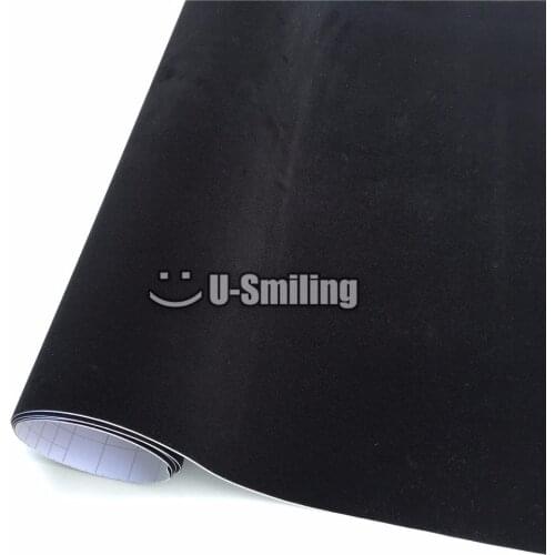 Black Suede Velvet Vinyl Wrap Film Sheet Sticker Bubble Free For Car Body Film Car Decal Console Computer Skin
