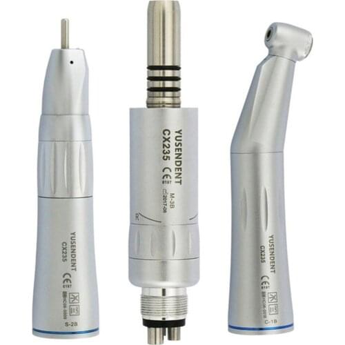 COXO Dental Low Speed Handpiece Kit Air Turbine Straight Contra Angle Air Motor Inner Air Turbine 4Holes CX235B M4 Set YUSENDENT