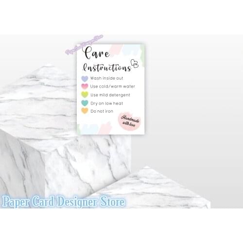 Blush Watercolor Washing Instructions Card For Tshirt Packaging, Washing Instructions For Garment Care, Printable Care Instructi