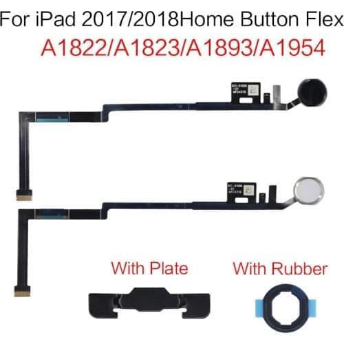 10pcs/lot Home Button Flex Cable For iPad 2017 2018 A1822 A1823 A1893 A1954 Menu Sensor Replacement Parts With Rubber