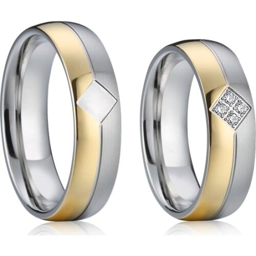 1 Pair Western Lovers Alliance his and hers proposal promise ring gold plated custom couple wedding rings for men and women