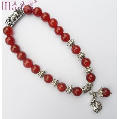 Wallet Purse Water drop pendant natural Red agate Carnelian stone beads bracelet women Engagement Wedding Anniversary jewelry