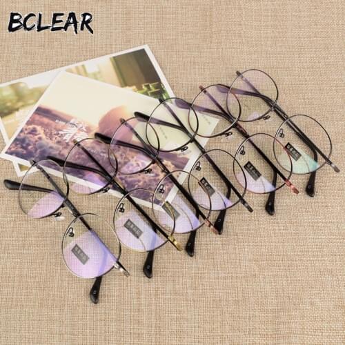 BCLEAR Fashion male and female retro round frame glasses metal alloy eyeglasses men and women flat unisex optical frame S801