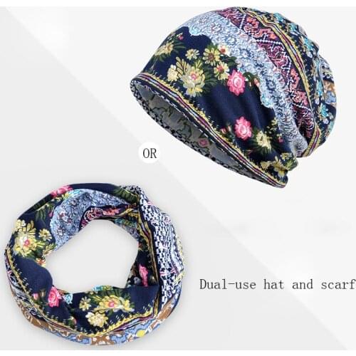 Men Women Autumn Winter Outdoor Plus Plush Warm Cycling Bib Hat Multifunctional Unisex Flowers Knit Street Hip Hop Scarf Cap U87