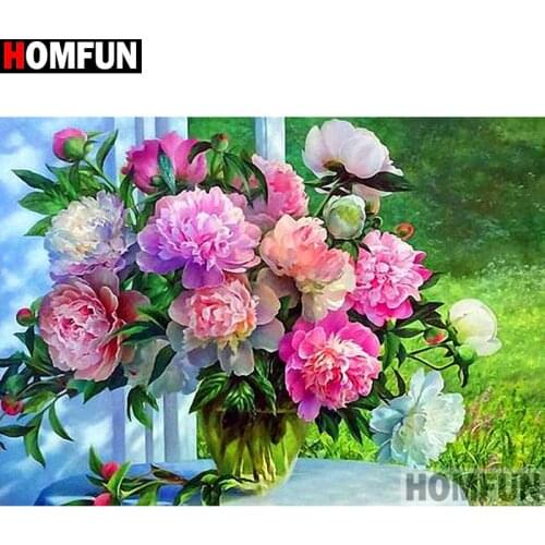 HOMFUN Full Square/Round Drill 5D DIY Diamond Painting "Flower bunch" 3D Embroidery Cross Stitch 5D Home Decor A13336