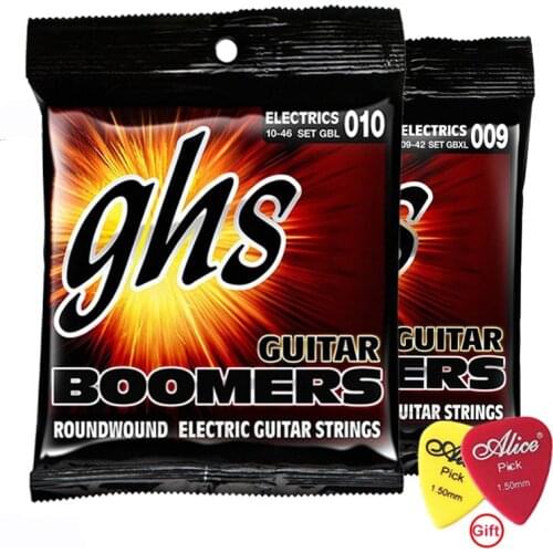 NEW! [1PACK/3PACKS] GHS Electric Guitar Strings Boomer Set Extra Light Nickel Steel 09-42 / Light 10-46 With guitar picks