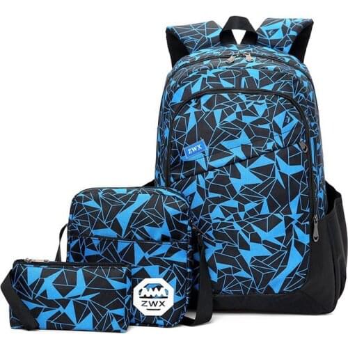 2019 new fashion printing three-piece multi-function mens backpack nylon waterproof leisure bag