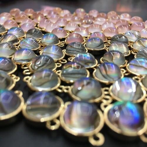 2021 New Natural Abalone Pink Shell Two Holes 14K Gold Filled Copper Pendant Charms Diy Jewelry Making Findings Acceossires