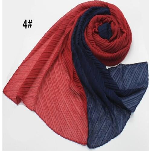 New plain women scarf/scarves crinkled two colors patchwork shawl solid soft viscose muslim hijabs wraps 10pcs/lot free shipping