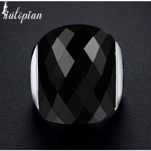 Iutopian 2017 New Arrival Unique Design Wide Rings with 3 Colors Resin Top Quality #P2325black