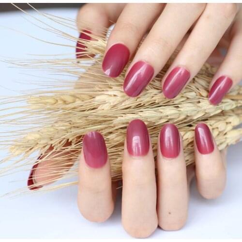 New stylish essential round candy-colored false nails 24pcs Red dates N632X