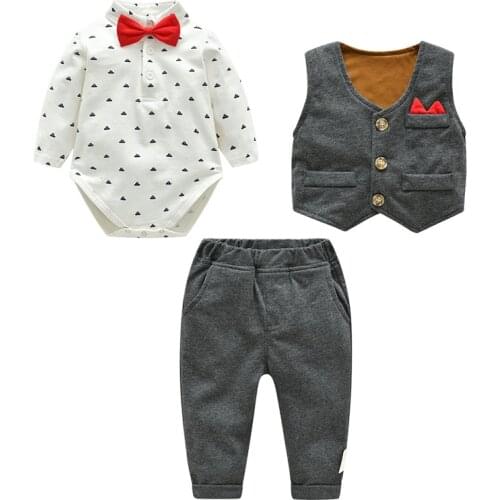 Baby Boy Clothes Infant Boys 1st Birthday Set 4Pcs Green Tie Gentleman Suit Long Sleeve Spring/Fall Outfits Newborn Shower Gift