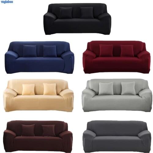 Solid Color Sofa Cover 1/2/3/4 Seater Elastic Stretch All-inclusive Couch Covers Washable Removable Slipcover For Living Room