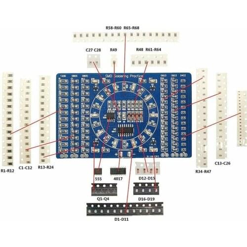 Soldering Practice SMD Circuit Board LED Electronics DIY Project Basic For Soldering Tools Components PCB Kit SMT Kit S9I4
