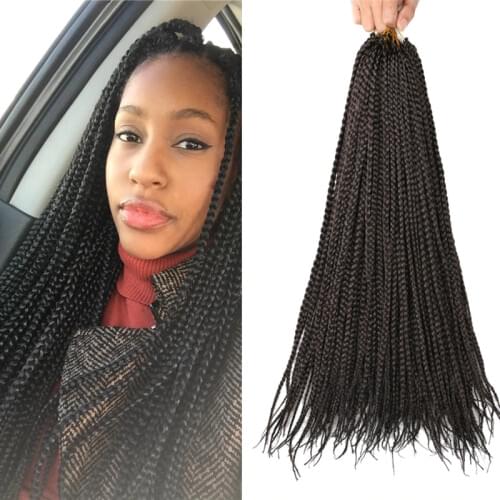 Full Star Short Small Micro Box Braids 14” 18” Ombre Black Brown Bug Synthetic Hair Crochet Braids 22 strands/pack
