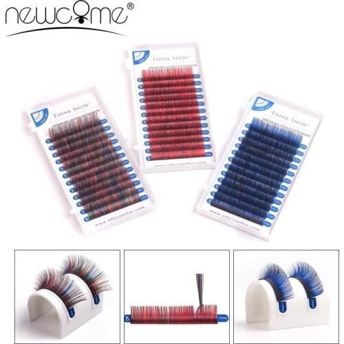 12 Rows Ombre Multi Color Eyelash Extension Individual Eyelash Natural Silk Mink Beauty Colors lashes 3 Tones Soft Makeup Tools