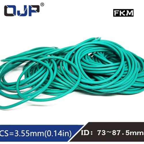 1PCS/lot Rubber Rings Green FKM Seal 3.55mm Thickness ID73/75/77.5/80/82.5/85/87.5mm Rubber ORings Seal Gasket Fuel Washer