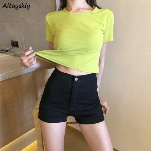 Shorts Women Skinny Korean Style High Waisted Solid All-match Sexy Mujer Girlfriend Summer Casual Students Streetwear Feminine