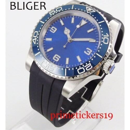 Blue turining bezel 40mm sterile blue dial automatic movement sapphire glass rubber strap