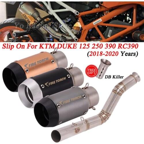Slip On For KTM DUKE125 250 390 Rc125 RC250 RC390 2017-2021 Motorcycle Exhaust Escape Modify Muffler Middle Link Pipe Silencer