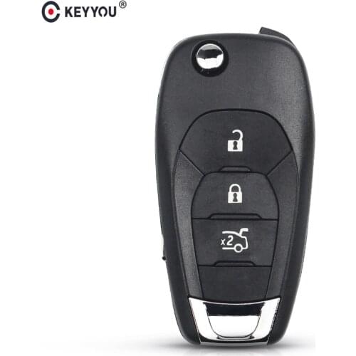 KEYYOU 3 Buttons Filp Folding Car Remote Key Shell Case Replacement Fob HU100 Blade For Chevrolet Cruze 2014 2015 2016 2017 2018