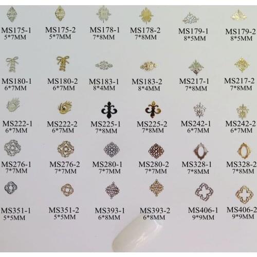 Mix Pack 100pcs/bag Silver/Gold Shoe-Lace Peacock-Feather Diamond-Shape non-adhesive Soft Metal Sticker Nail Art Decoration