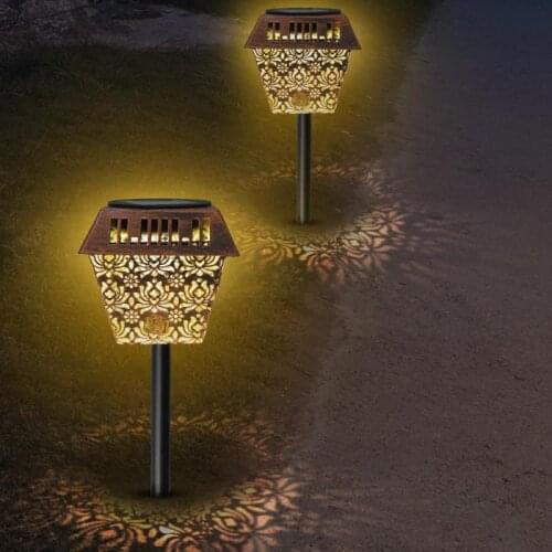 Solar Garden Light Iron Art Hollow LED Decorative Lamps Garden Landscape Light Outdoor Rain Proof Lawn Light Plug Light 2021