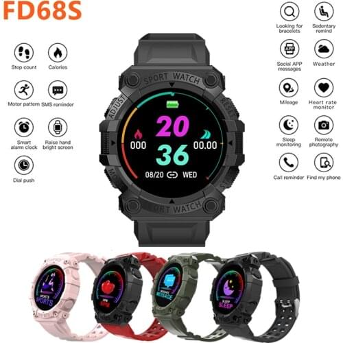 FD68S Smart Watch Sports Men Women Smartwatch Alloy Metal Shell Heart Rate Blood Pressure Monitor Intelligent Fitness Bracelet
